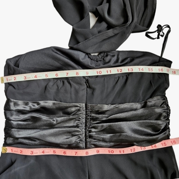 Connected Apparel strapless black chiffon midi dress ties around neck Size 12 - Picture 16 of 16